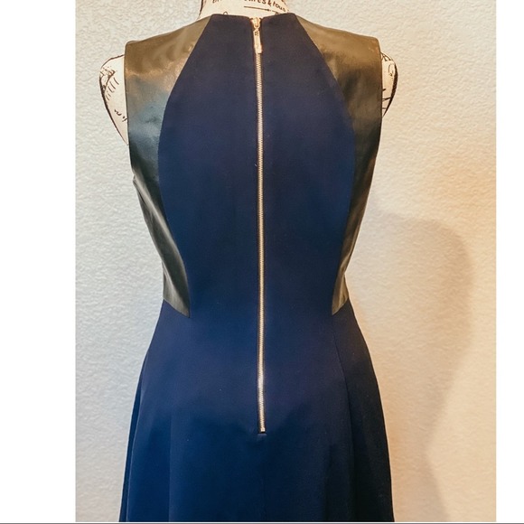Eliza J Blue Dress with Black Leather Colorblock Side Panel, size 6 - Picture 12 of 12